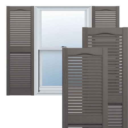 EKENA MILLWORK Mid-America Vinyl, TailorMade Cathedral Top Center Mullion, Open Louver Shutters, L11440018 L11440018
